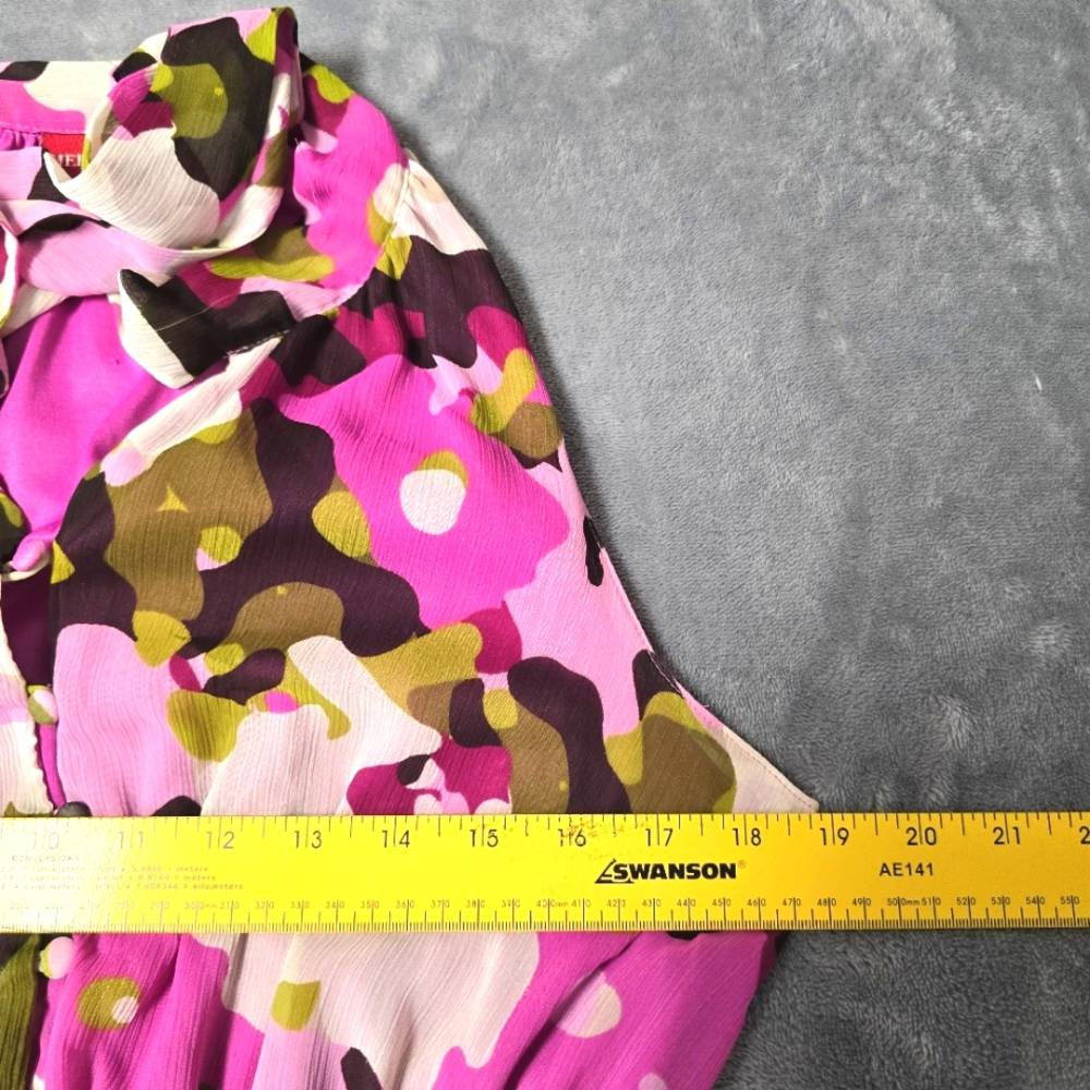 2/$30 Merona Pink &‎ Green Floral Halter Dress Size M Tropical Abstract - Picture 7 of 13